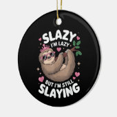 Schattigee Tween Girl Funny Animal Sloth Slay Meme Keramisch Ornament (Links)
