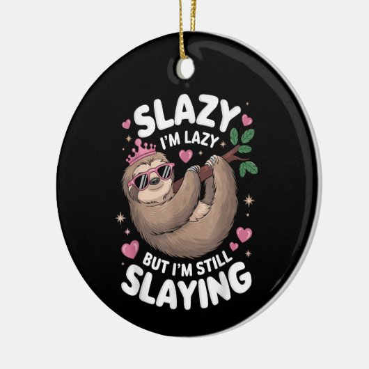 Schattigee Tween Girl Funny Animal Sloth Slay Meme Keramisch Ornament (Links)