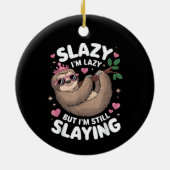 Schattigee Tween Girl Funny Animal Sloth Slay Meme Keramisch Ornament (Achterkant)