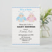 Schattigee Twin Baby Shower Uitnodigingen (Staand voorkant)