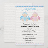 Schattigee Twin Baby Shower Uitnodigingen (Voorkant / Achterkant)