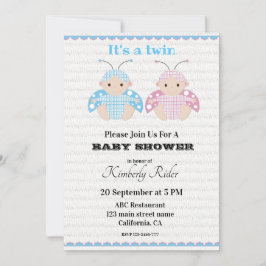 Schattigee Twin Baby Shower Uitnodigingen
