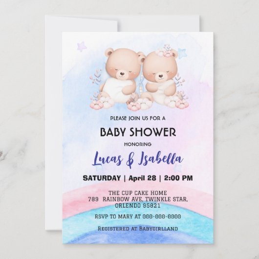 Schattigee Twin beer Star Ballon baby shower Party Kaart (Voorkant)