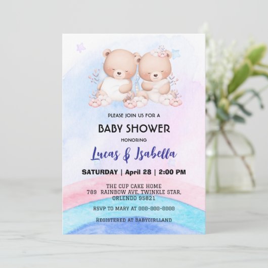 Schattigee Twin beer Star Ballon baby shower Party Kaart (Staand voorkant)