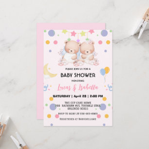 Schattigee Twin beer Star Ballon baby shower Party Kaart
