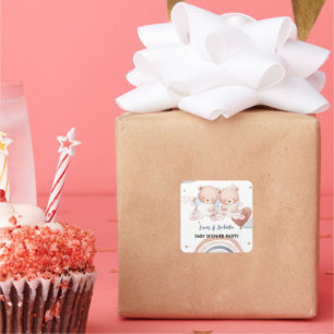 Schattigee Twin beer Star Ballon baby shower Party Vierkante Sticker