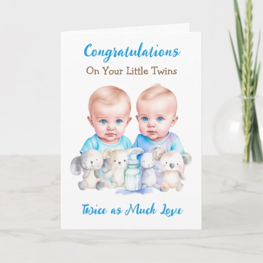 Schattigee Twin Boys Gefeliciteerd Nieuwe Ouders Kaart (Voorkant)