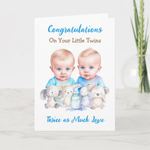 Schattigee Twin Boys Gefeliciteerd Nieuwe Ouders Kaart