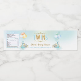 Schattigee Twin Boys Olifant Baby shower Sprinkle  Waterfles Etiket