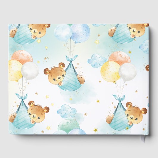 Schattigee Twin Boys Teddy Bears Twins Baby shower Gastenboek (Achterkant)
