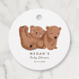 Schattigee Twin Brown Beer Baby shower Favor Tags Bedankjes Labels