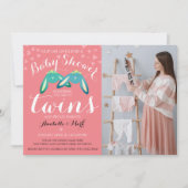 Schattigee Twin Bunnies Pastel Neutraal Baby showe Kaart (Voorkant)