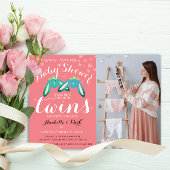 Schattigee Twin Bunnies Pastel Neutraal Baby showe Kaart