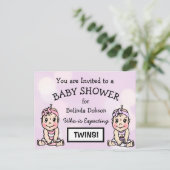 Schattigee Twin Girls Baby Shower Uitnodigingen (Staand voorkant)