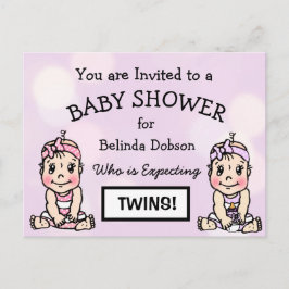 Schattigee Twin Girls Baby Shower Uitnodigingen