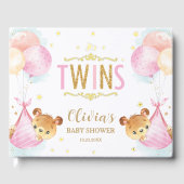 Schattigee Twin Girls Teddy Bears Twins Baby showe Gastenboek (Voorkant)