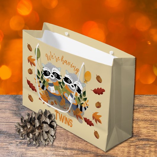 Schattigee Twin Raccoons Baby shower Gift Bag Groot Cadeauzakje