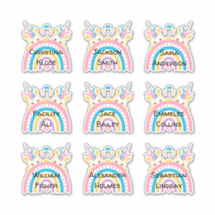 Schattigee Twin Unicorn Custom Meervoudige Naam St Sticker