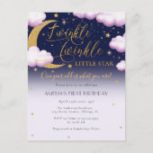 Schattigee Twinkle Little Star Girl's Eerste Verja Uitnodiging Briefkaart (Voorkant)