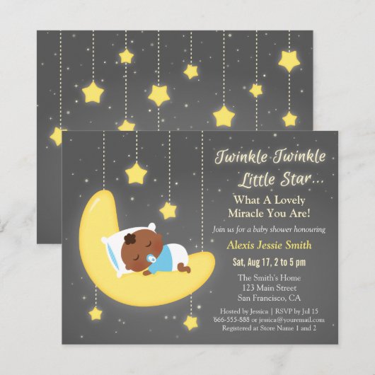 Schattigee Twinkle Twinkle Little Star Baby Brown  Kaart (Voorkant / Achterkant)