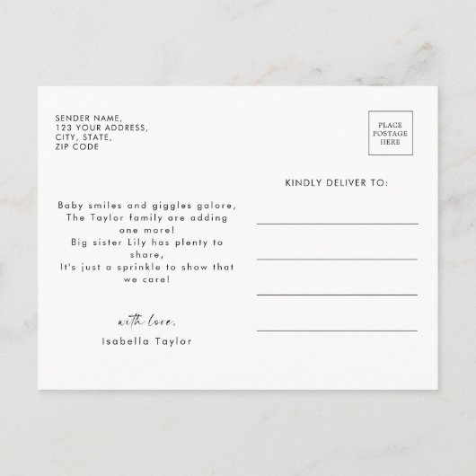 Schattigee Twinkle Twinkle Little Star Baby Sprink Uitnodiging Briefkaart (Achterkant)