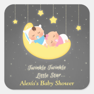 Schattigee Twinkle Twinkle Little Star Twins Stick Vierkante Sticker