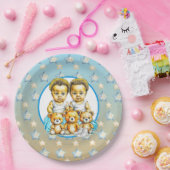 Schattigee Twins van kleur Baby Boys Baby shower T Papieren Bordje (Feest)