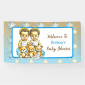 Schattigee Twins van kleur Baby Boys Baby shower T Spandoek (Horizontaal)