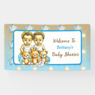Schattigee Twins van kleur Baby Boys Baby shower T Spandoek