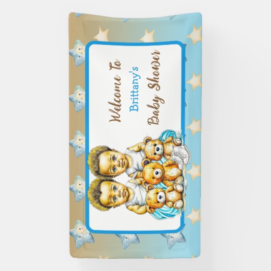 Schattigee Twins van kleur Baby Boys Baby shower T Spandoek (Verticaal)
