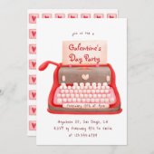 Schattigee typemachine Hearts Galentine's Day Part Kaart (Voorkant / Achterkant)