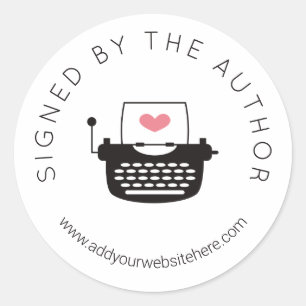 Schattigee Typewriter Ondertekend door de auteur Ronde Sticker