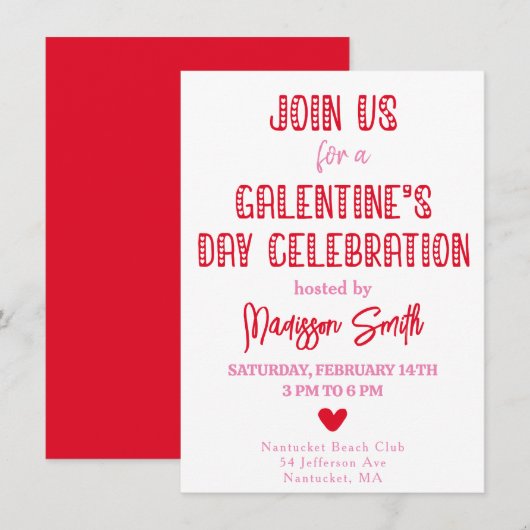 Schattigee Typografie Galentine's Day Celebration Kaart (Voorkant / Achterkant)