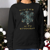 Schattigee Typografie Winter Snowflake Gold blauwg Trui