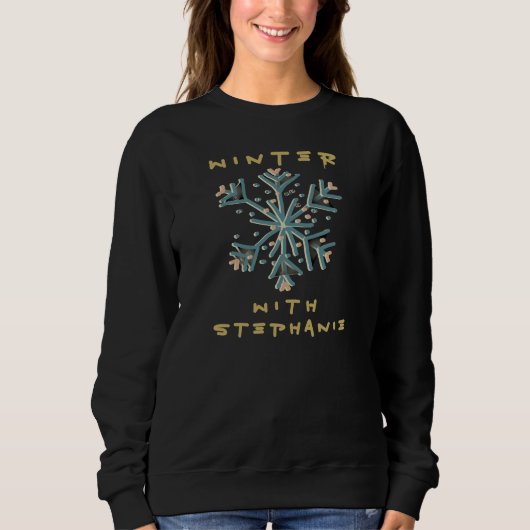 Schattigee Typografie Winter Snowflake Gold blauwg Trui (Voorkant)