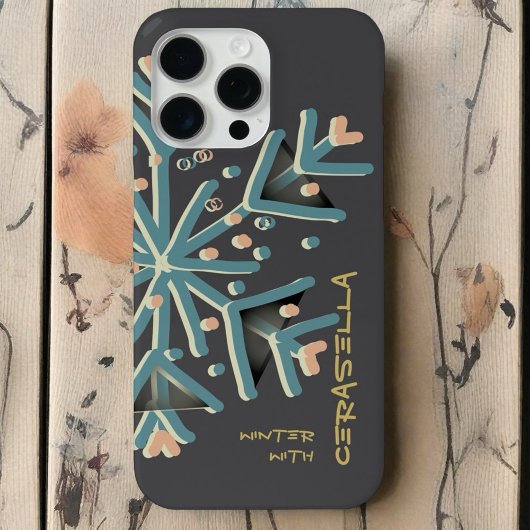 Schattigee typografie wintersneeuwvlok girly grijs Case-Mate iPhone case