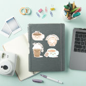 Schattigee typografische Kawaii stijl thee, koffie Sticker (iPad Cover)