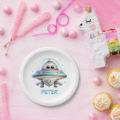 Schattigee UFO gepersonaliseerd Papieren Bordje (Feest)