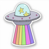 Schattigee ufo regenboog Sticker (Voorkant)