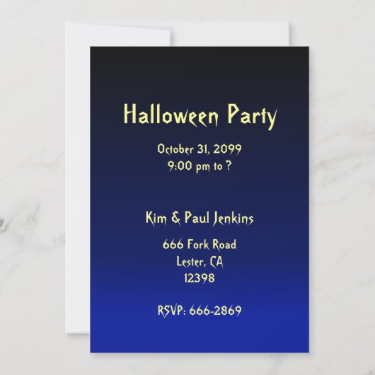 Schattigee uil aangepaste Halloween uitnodiging (Achterkant)