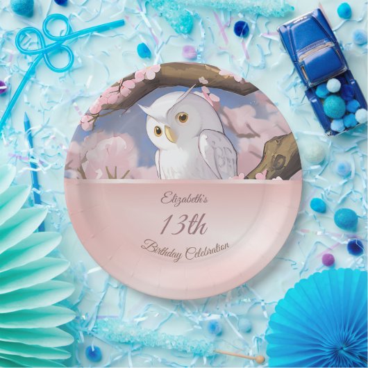 Schattigee uil | Aangepaste verjaardagspapier Bord (Feest)