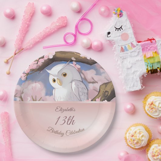Schattigee uil | Aangepaste verjaardagspapier Bord (Feest)