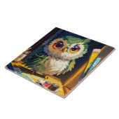 Schattigee Uil Acryl en Palet messenslagen Tegeltje (Zijkant)