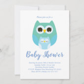 Schattigee Uil Baby shower Blue Bird Boy Kaart (Voorkant)