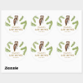 Schattigee uil Baby shower dank u Ronde Sticker (Vel)