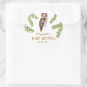 Schattigee uil Baby shower dank u Ronde Sticker (Tas)