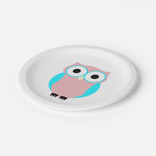 Schattigee Uil Baby shower Papier Borden Papieren Bordje (Gekanteld)