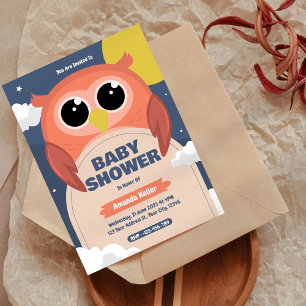 Schattigee uil Baby shower uitnodiging