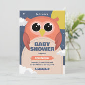 Schattigee uil Baby shower uitnodiging (Staand voorkant)