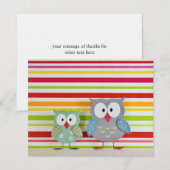 Schattigee uil Bedankt Opmerking Kaart Notitiekaartje (Voorkant / Achterkant)